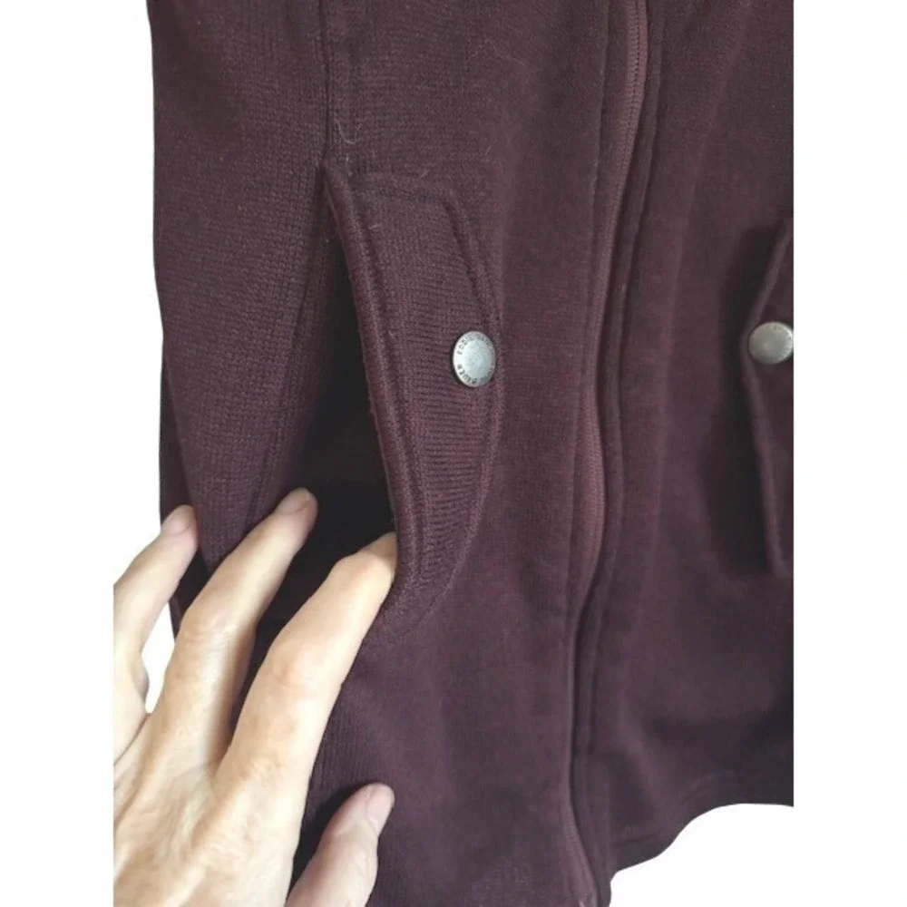 Eddie Bauer Burgundy Quilted Neck Zip Up Fleece Jacket Womens‎ - XS